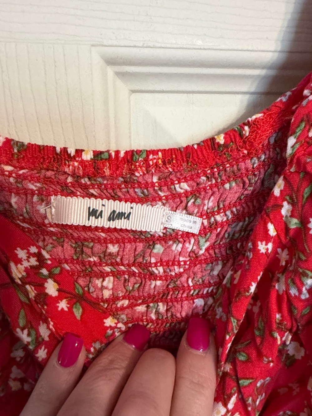 miami Red Floral Smocked dress - Picture 2 of 3